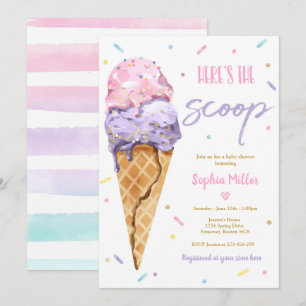 Invitación Ducha de Bebé de Helado Aquí Está la Información D