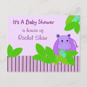 Invitación Ducha de bebé de hipopótamo morado