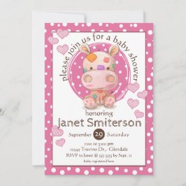 Invitación Ducha de bebé de hipopótamo patchwork, rosa