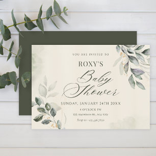 Invitación Ducha de bebé de hojas verdes