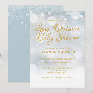 Invitación Ducha de bebé de invierno a larga distancia por co