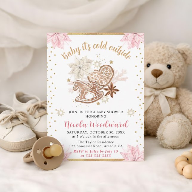 Invitación Ducha de Bebé de Invierno de Pan de Jengibre de Ca (Subido por el creador)