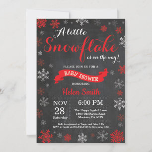 Invitación Ducha de Bebé de Invierno Pizarra de Tiza Roja