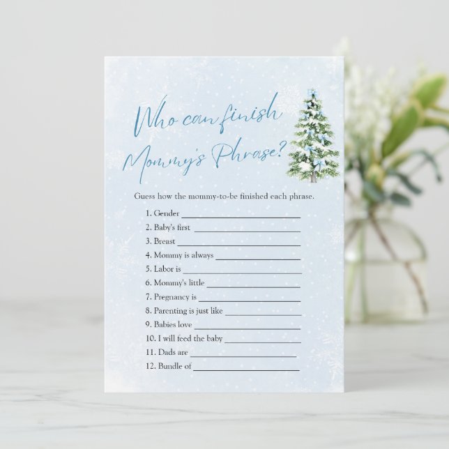 Invitación Ducha de Bebé de Invierno Quién Puede Terminar la  (Anverso de pie)