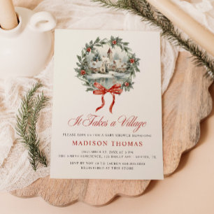 Invitación Ducha de Bebé de Invierno 'Se Necesita un Pueblo'
