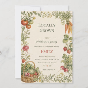 Invitación Ducha de bebé de jardín de acuarela de cosecha loc