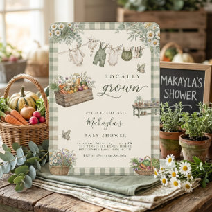 Invitación Ducha de bebé de jardín de vegetales cultivados lo