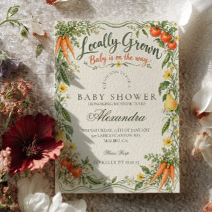 Invitación Ducha de bebé de jardín de vegetales cultivados lo