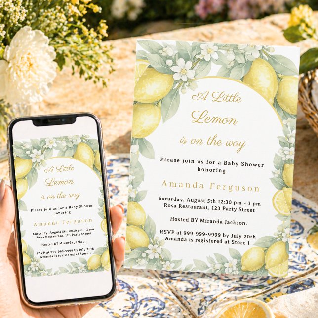Invitación Ducha de bebé de jardín de verano cítrico de limón (Subido por el creador)