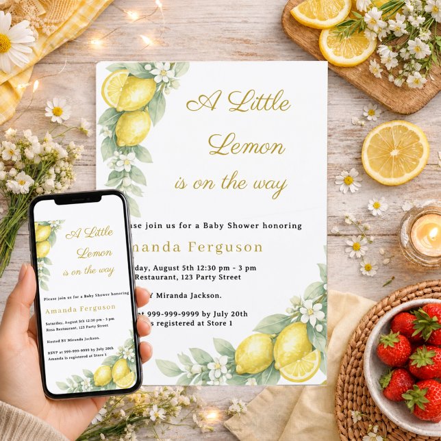 Invitación Ducha de bebé de jardín de verano cítrico de limón (Subido por el creador)