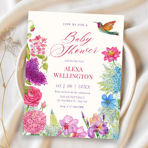 Invitación ducha de bebé de jardín floral