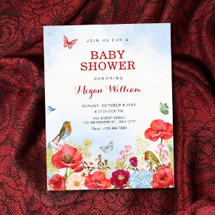 Invitación ducha de bebé de jardín floral