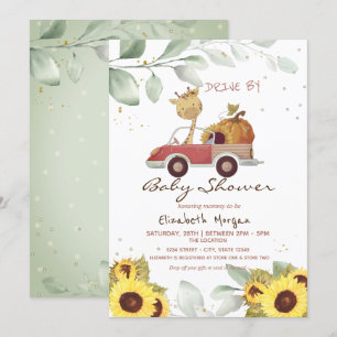 Invitación Ducha de bebé de jirafa camión girasoles calabaza