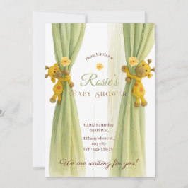 Invitación Ducha de bebé de jirafa verde suave
