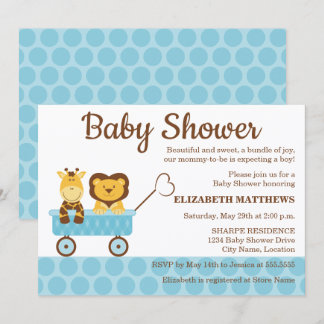 Invitación Ducha de Bebé de Jirafa y León