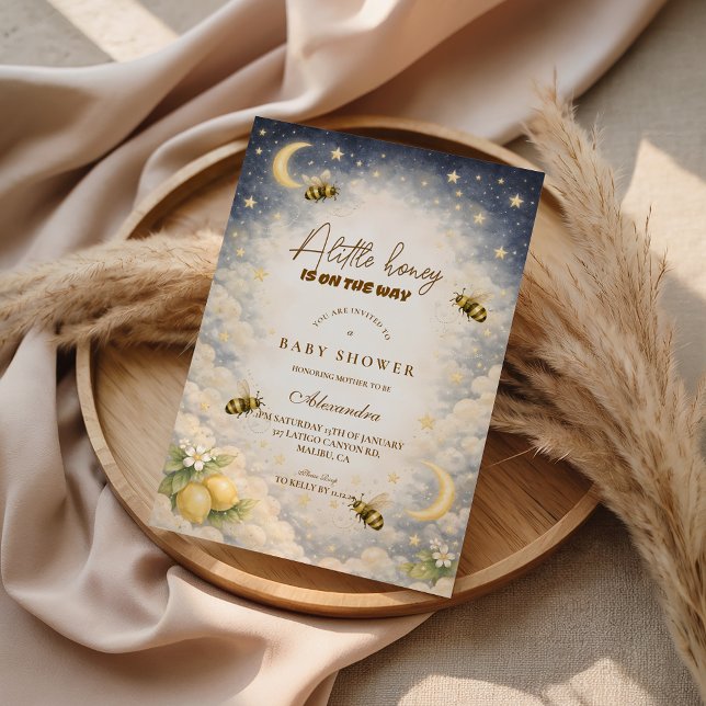 Invitación Ducha de Bebé de la Abeja de Miel Celestial (Subido por el creador)