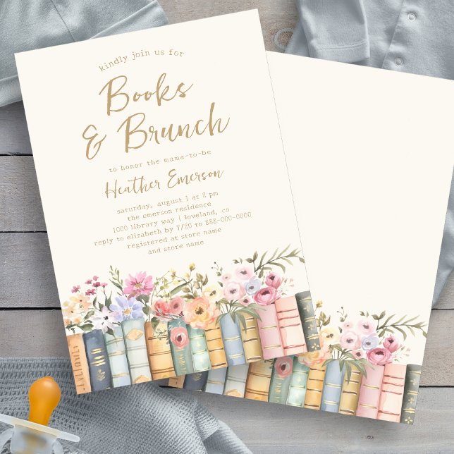 Invitación Ducha de bebé de la biblioteca (Wildflower Books Library Baby Shower Invitation by Painted Paperie
)