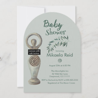 Invitación Ducha de bebé de la diosa madre pagana con hojas