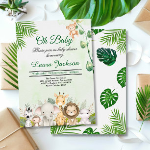 Invitación ducha de bebé de la jungla salvaje tropical
