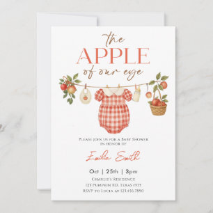 Invitación Ducha de bebé de la línea roja de manzana otoño