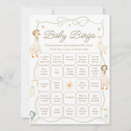 Invitación Ducha de Bebé de la Mamá Gansa Juego de Bingo para