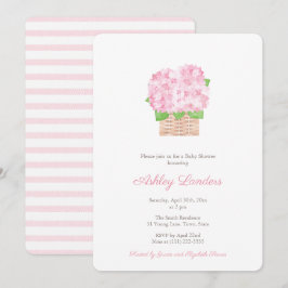 Invitación Ducha de Bebé de la Muchacha de Hortensia Rosa Bon