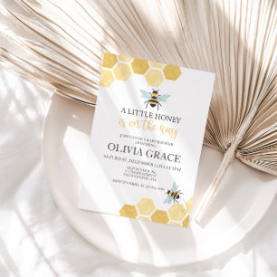 Invitación Ducha de bebé de la pequeña abeja de miel abeja