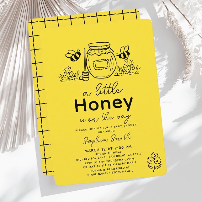 Invitación Ducha de bebé de la pequeña abeja dibujada a mano  (Subido por el creador)