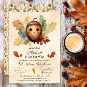 Invitación Ducha de bebé de la pequeña bellota de otoño