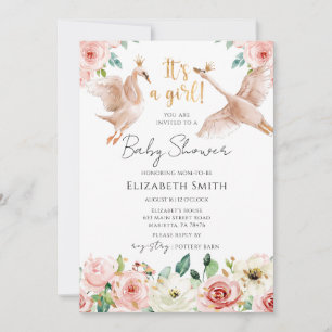 Invitación Ducha de bebé de la princesa cisne floral