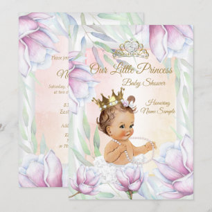 Invitación Ducha de Bebé de la Princesa Floral Lila Rosa More