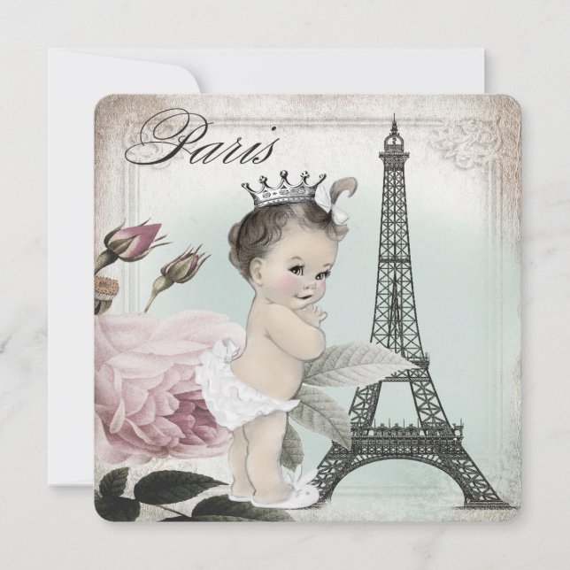 Invitación Ducha de Bebé de la Princesa Paris (Anverso)
