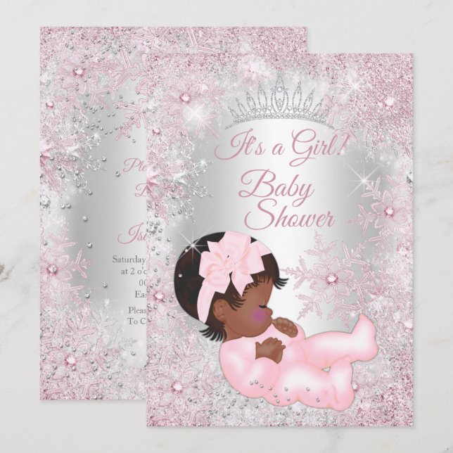 Invitación Ducha de Bebé de la Princesa Rosa País de las Mara (Anverso / Reverso)