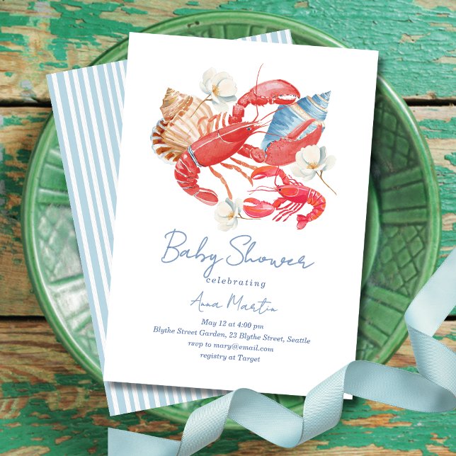 Invitación Ducha de Bebé de Langosta Costera (Subido por el creador)