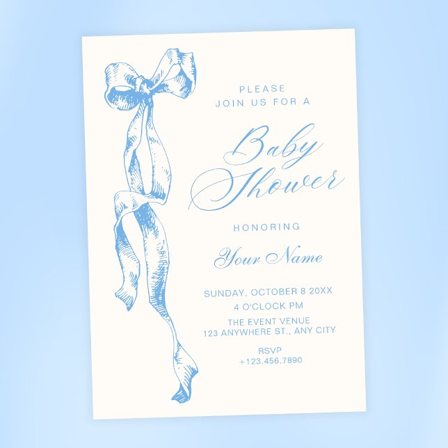 Invitación Ducha de bebé de lazo azul (Subido por el creador)