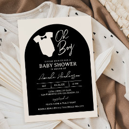 Invitación Ducha de bebé de lazo de niño negro y crema