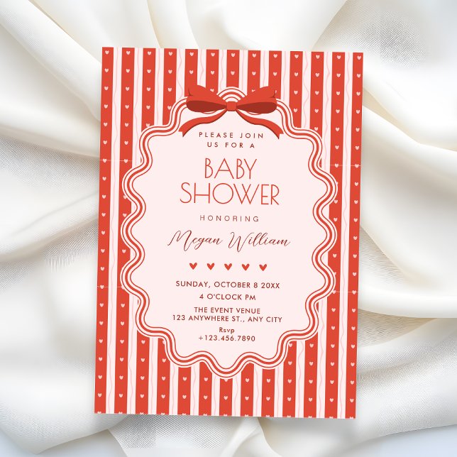 Invitación Ducha de bebé de lazo lindo (Subido por el creador)
