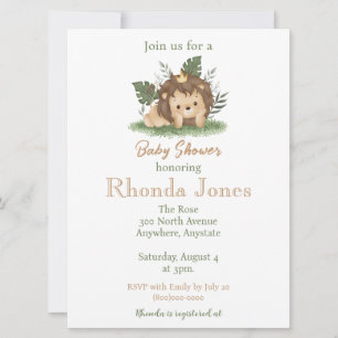 Invitación Ducha de bebé de león lindo