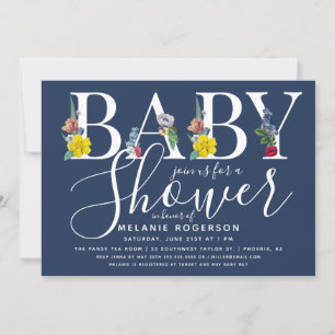 Invitación Ducha de bebé de letra de alfabeto floral