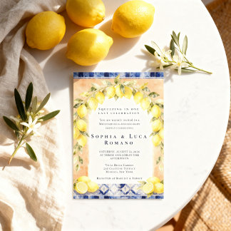 Invitación Ducha de bebé de limón mediterráneo de la costa de