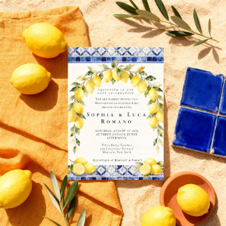 Invitación Ducha de bebé de limón mediterráneo de la costa de