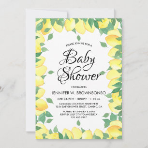 Invitación Ducha de bebé de limonada genial amarilla