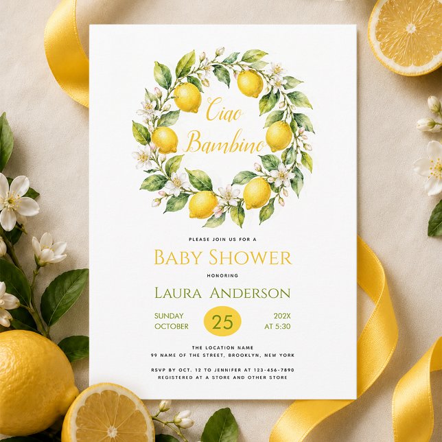 Invitación Ducha de Bebé de Limones Ciao Bambino Tema Italian (Subido por el creador)