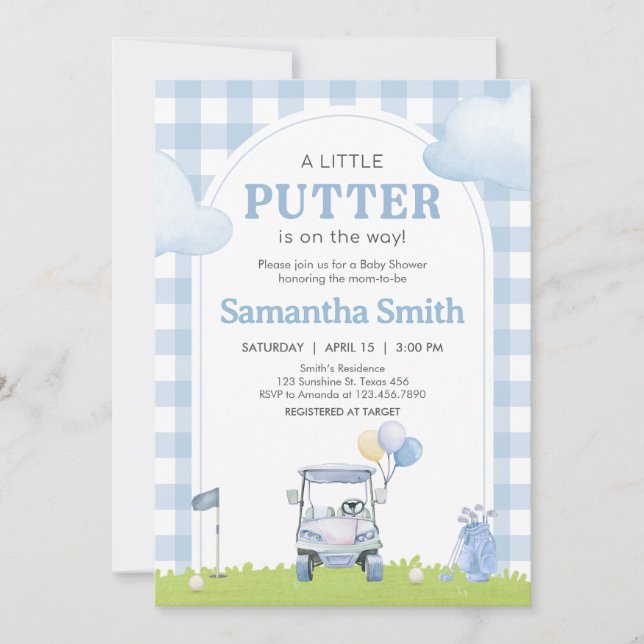 Invitación Ducha de bebé de Little Putter Golf (Anverso)