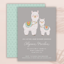 Invitación ducha de bebé de llama boho