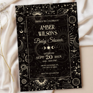 Invitación Ducha de bebé de luna de luna de astrología univer