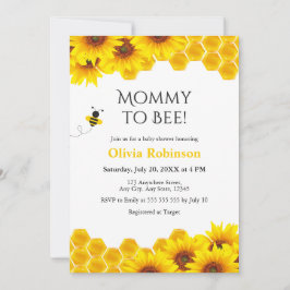 Invitación Ducha de bebé de Mamá a Abeja con Panal Floral Ama