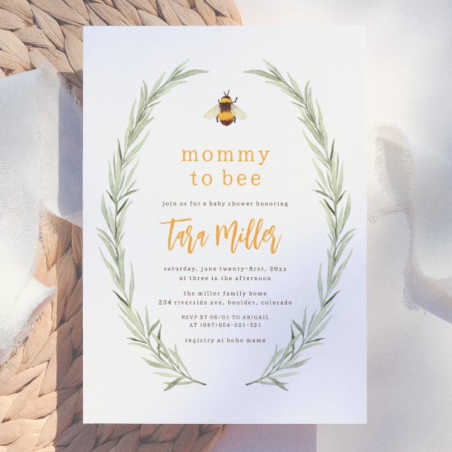 Invitación Ducha de Bebé de Mamá Abeja Acuarela sin Género (Subido por el creador)