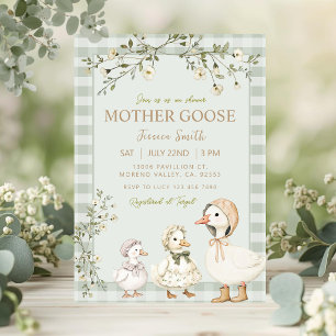Invitación Ducha de Bebé de Mamá Gansa y Gansito