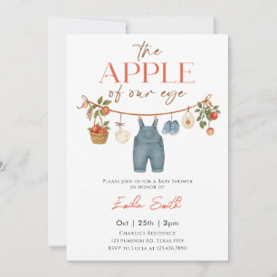Invitación Ducha de bebé de manzana otoñal en tendedero
